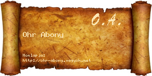 Ohr Abony névjegykártya